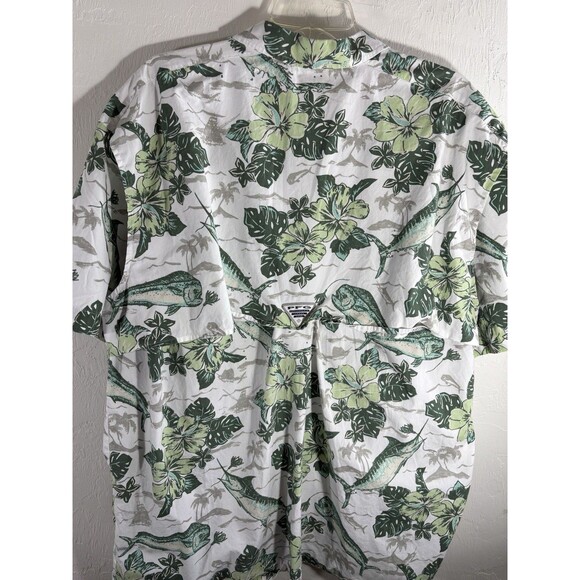 Columbia PFG Perform Gear Vented XXL White w/ Green Marlin Swordfish Men’s Shirt - Picture 7 of 8